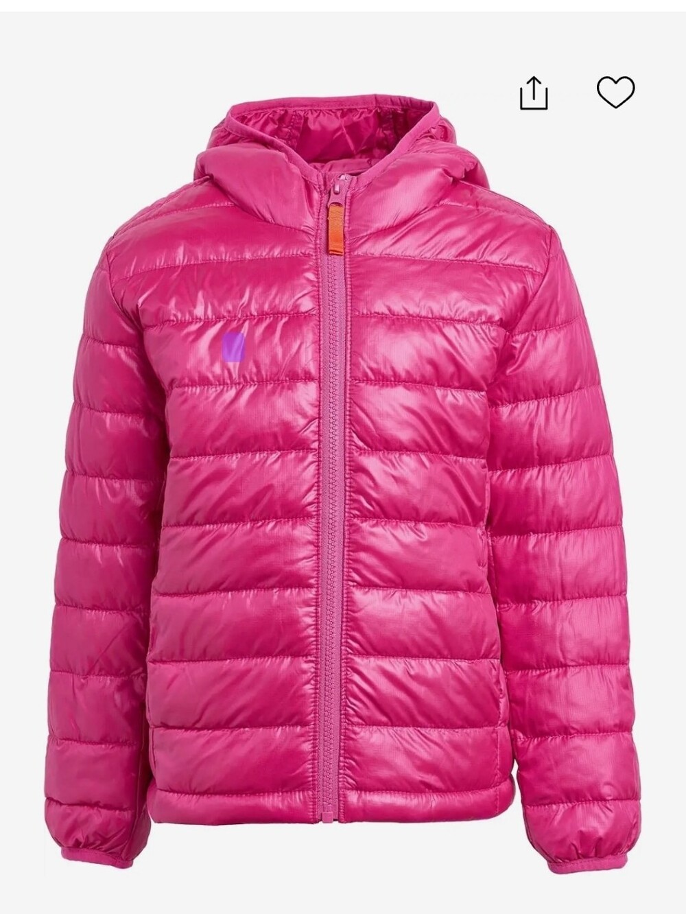 Primary Kids Lightweight Hooded Puffer Jacket - Hot Pink